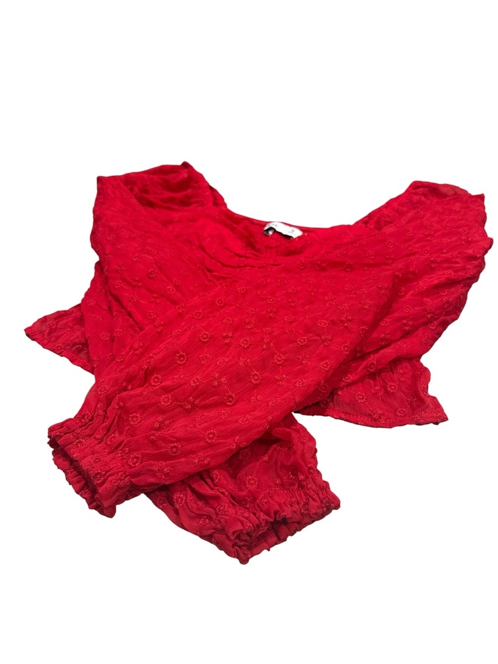 Hollister S Red Long-Sleeve Ruched Crop Top NWT - Picture 6 of 8